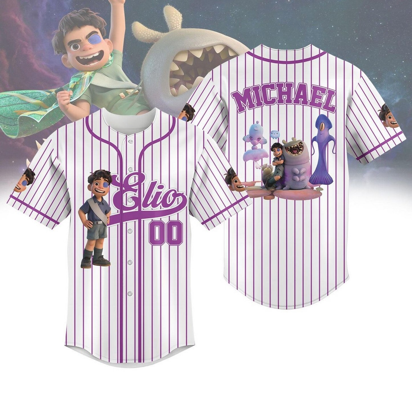 Custom Name Disney Pixar Elio Character Baseball Jersey