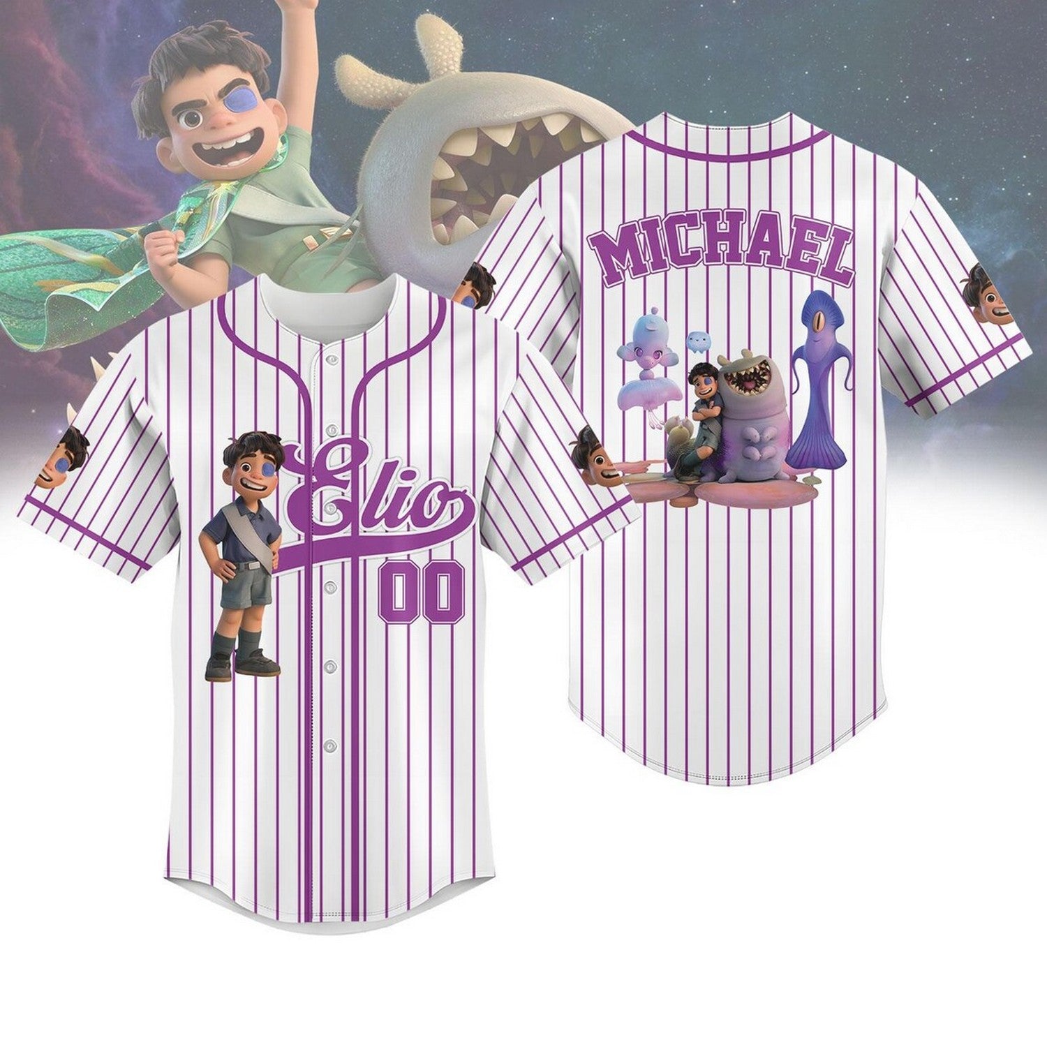 Custom Name Disney Pixar Elio Character Baseball Jersey
