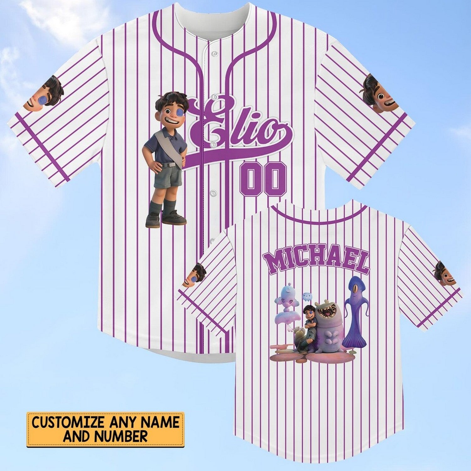 Custom Name Disney Pixar Elio Character Baseball Jersey
