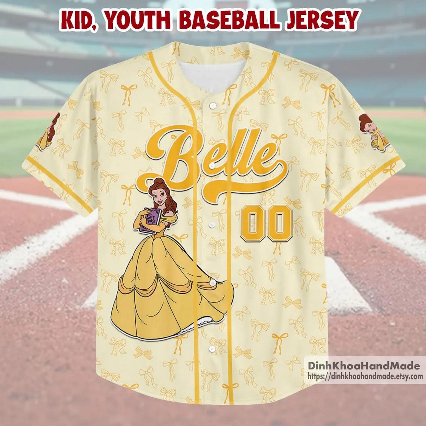 Custom Name Disney Princess Bella Beauty And The Beast Baseball Jersey