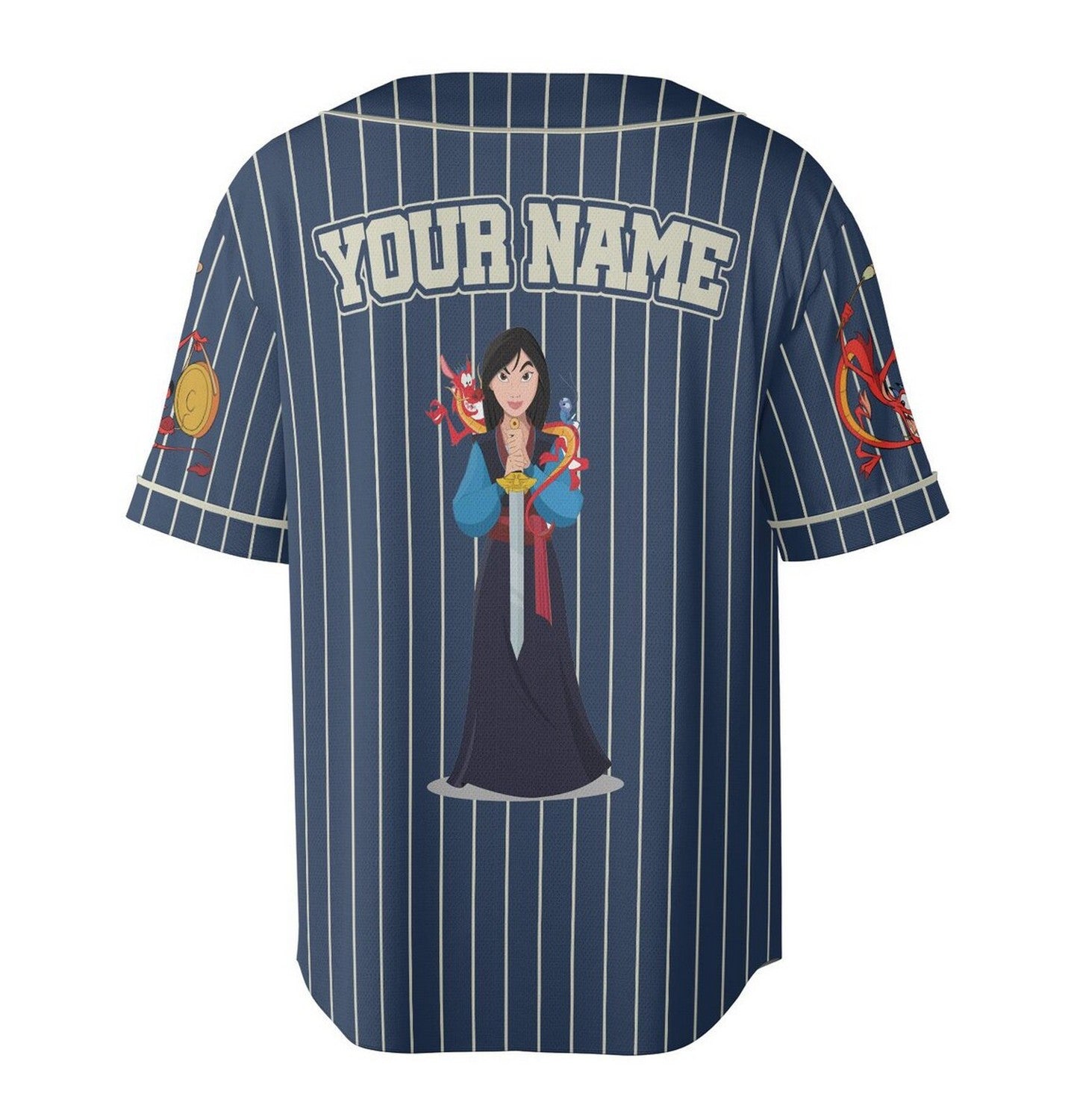 Custom Name Disney Princess Mulan Blue Baseball Jersey