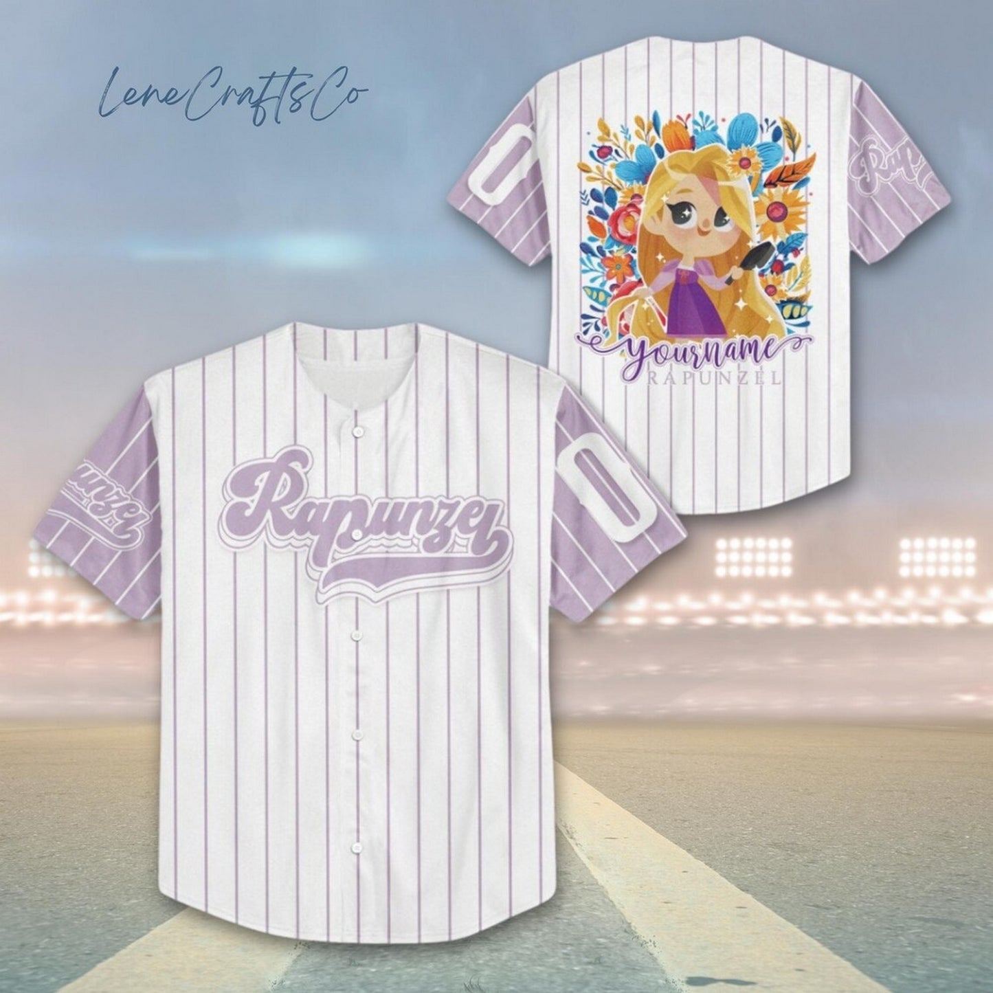 Custom Name Disney Princess Rapunzel Tangled Baseball Jersey