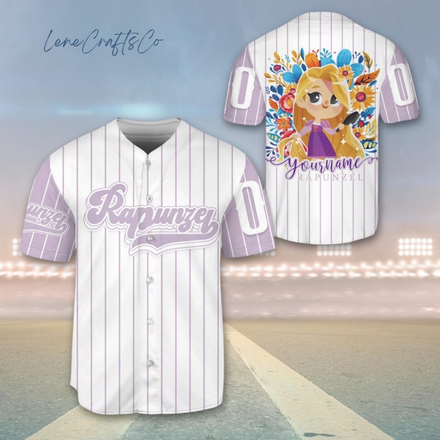 Custom Name Disney Princess Rapunzel Tangled Baseball Jersey