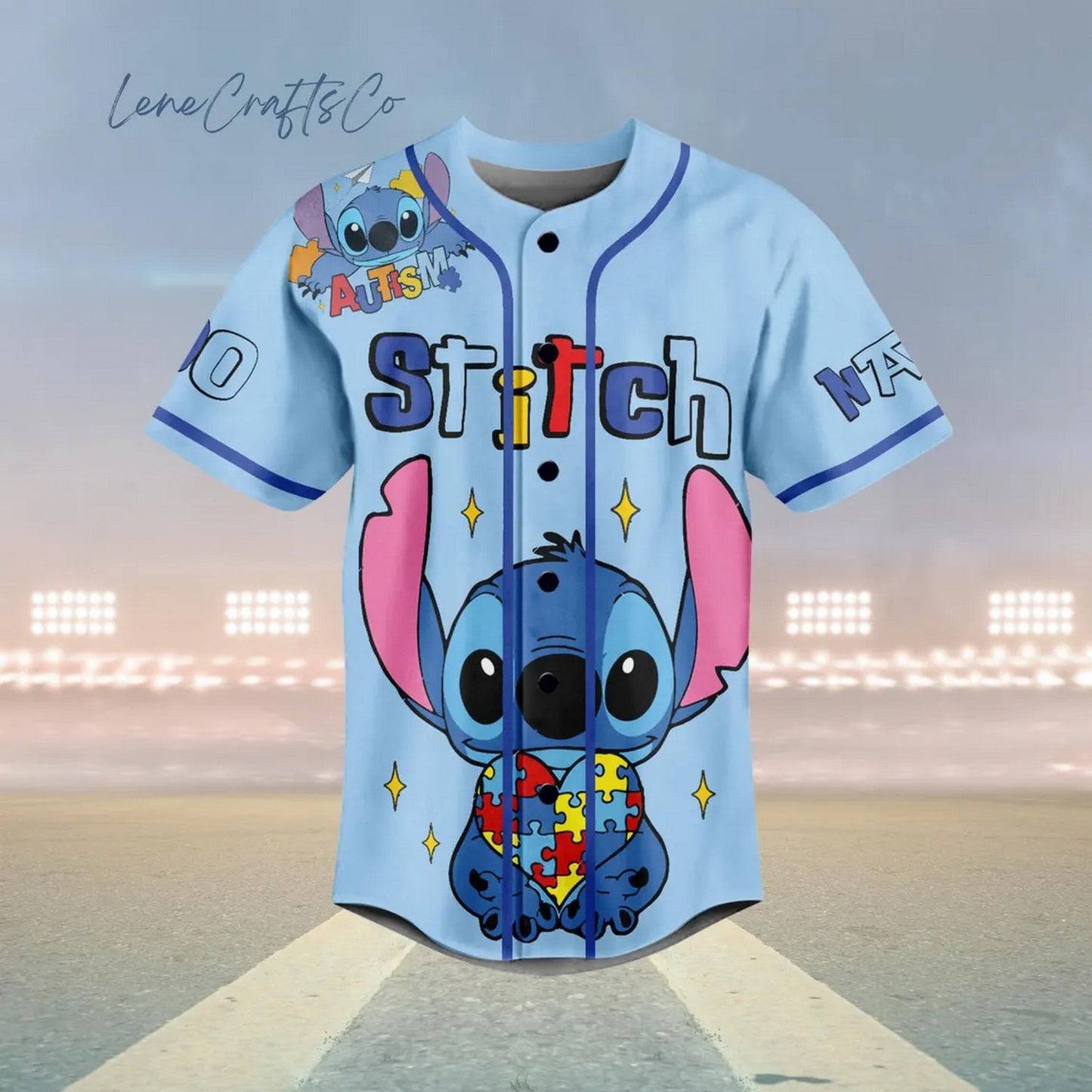 Custom Name Disney Stitch Autism Is My Gift Blue Baseball Jersey