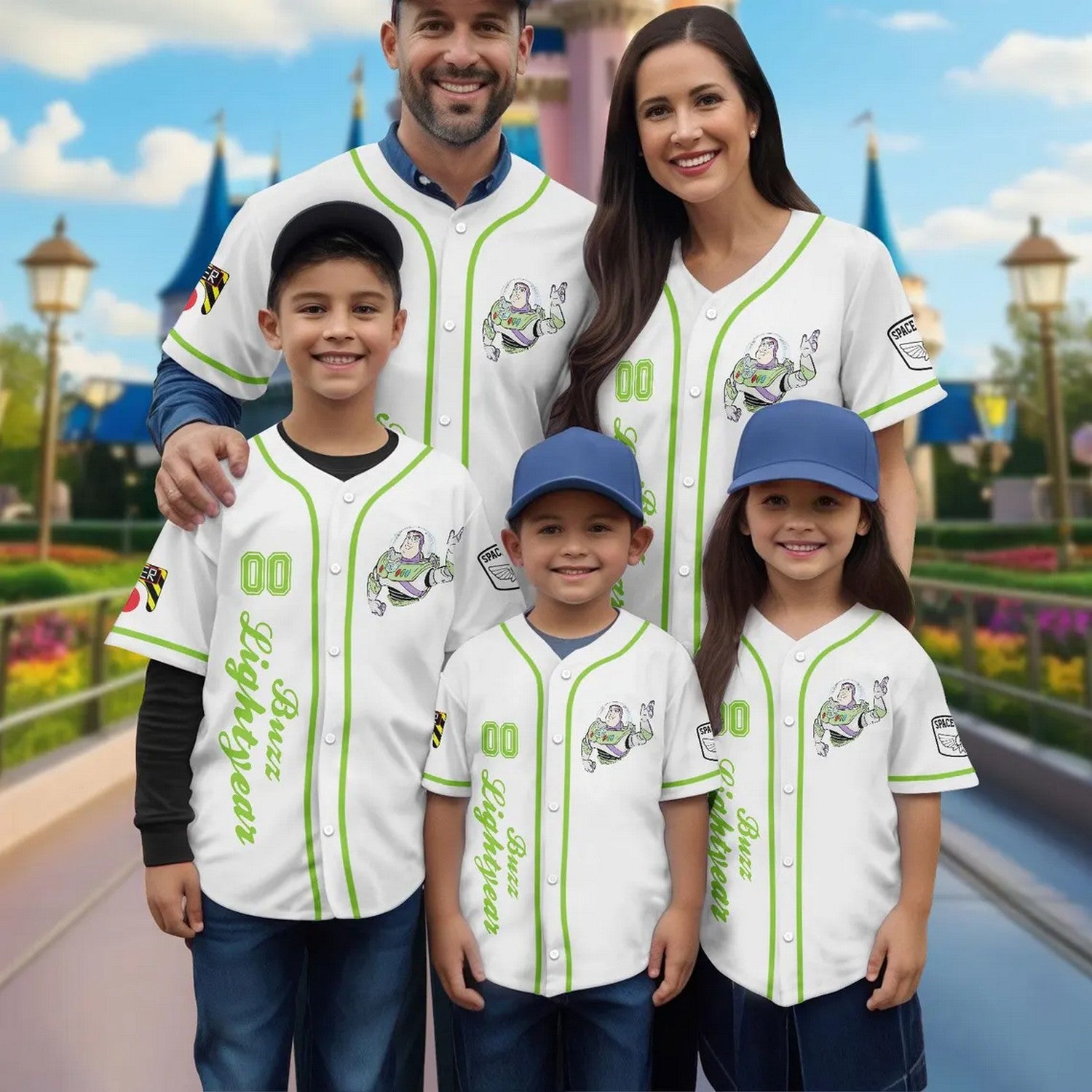 Custom Name Disney Toy Story Buzz Lightyear Simple White Baseball Jersey For Family