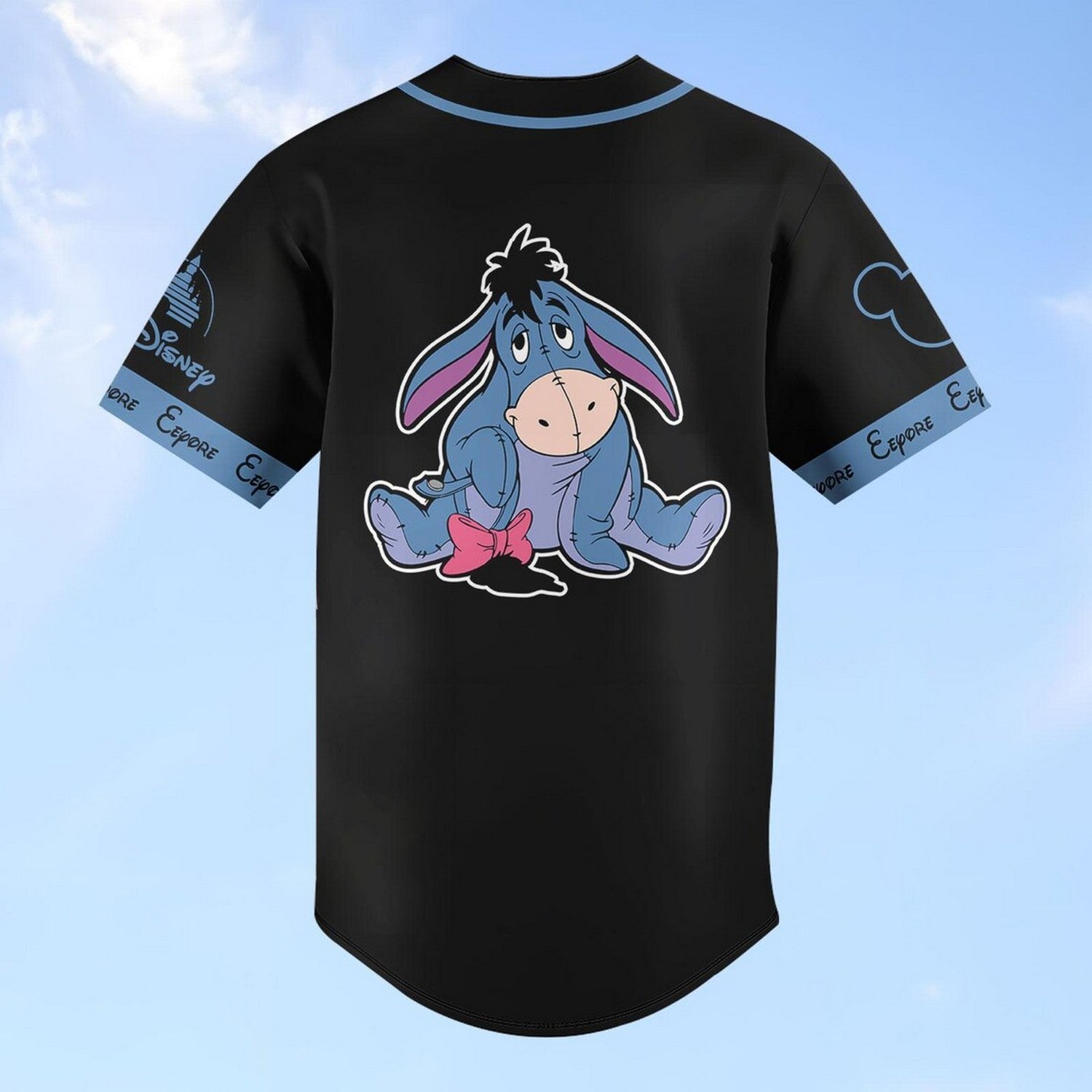Custom Name Disney Winnie The Pooh Eeyore Donkey Black Baseball Jersey