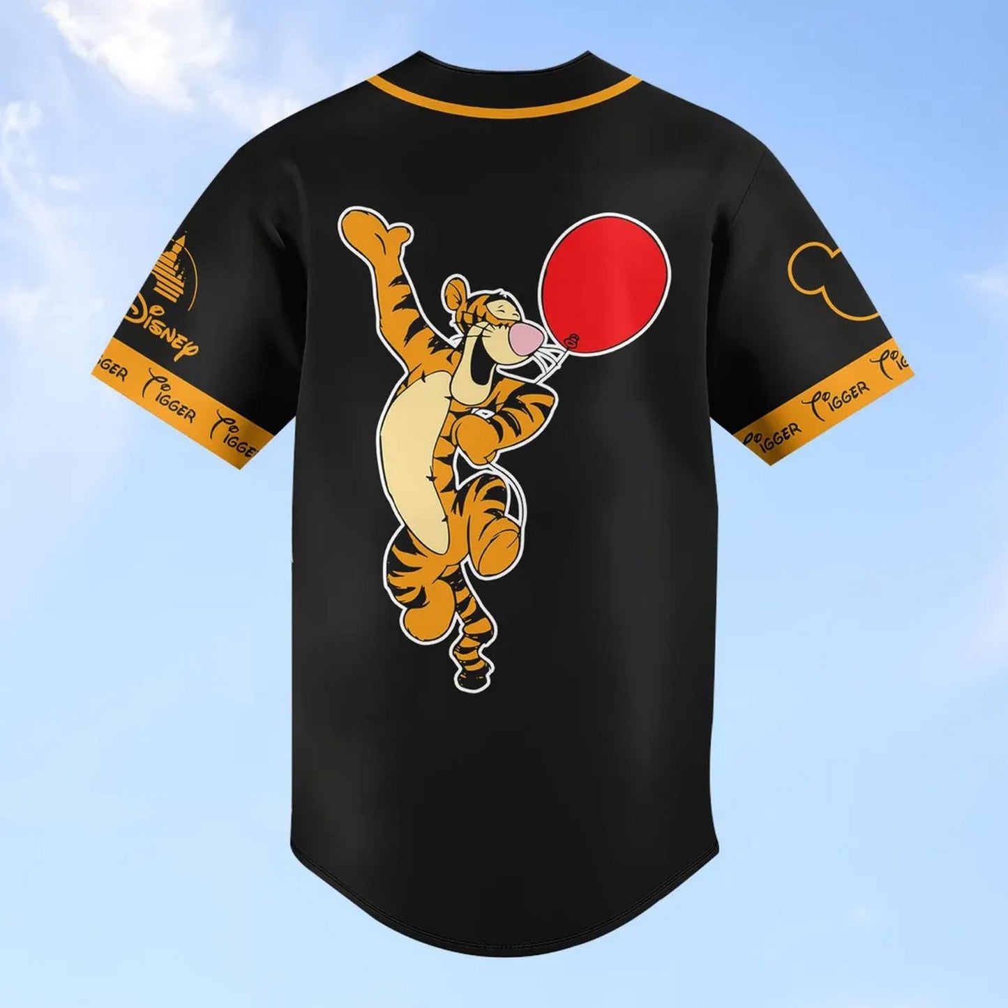 Custom Name Disney Winnie The Pooh Tigger Black Baseball Jersey