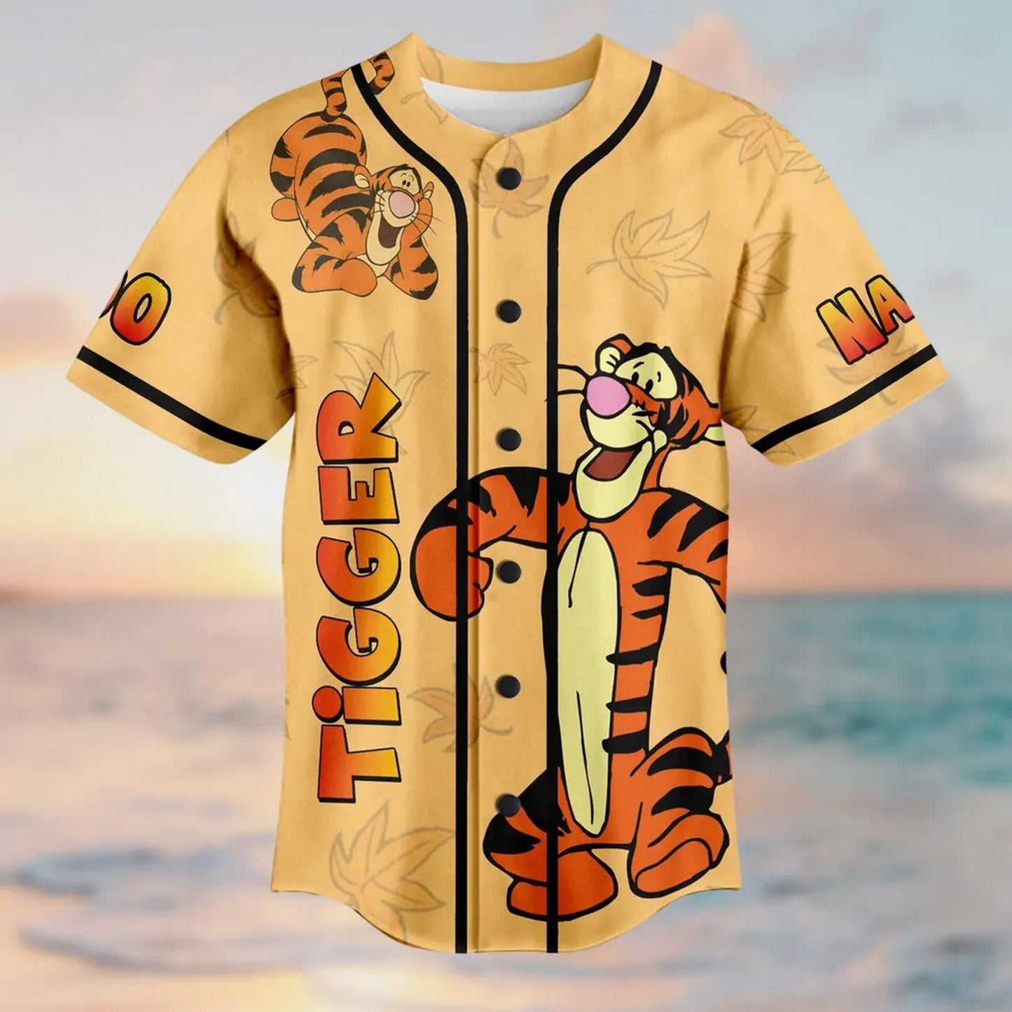 Custom Name Disney Winnie The Pooh Tigger Orange Baseball Jersey