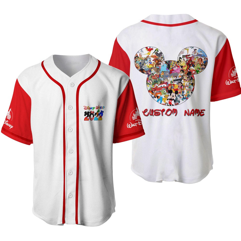 Disney World Mickey & Friends Custom Name Baseball Jersey Shirt Cartoon Disney Apparel - Bafud