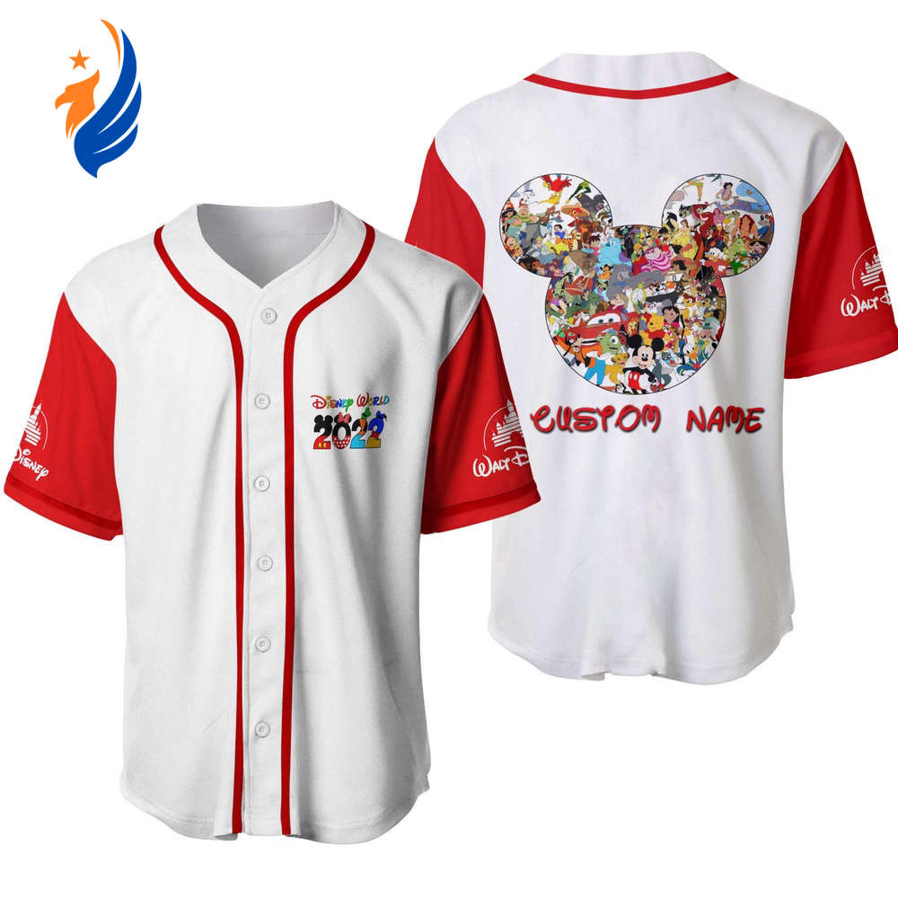 Disney World Mickey & Friends Custom Name Baseball Jersey Shirt Cartoon Disney Apparel - Bafud