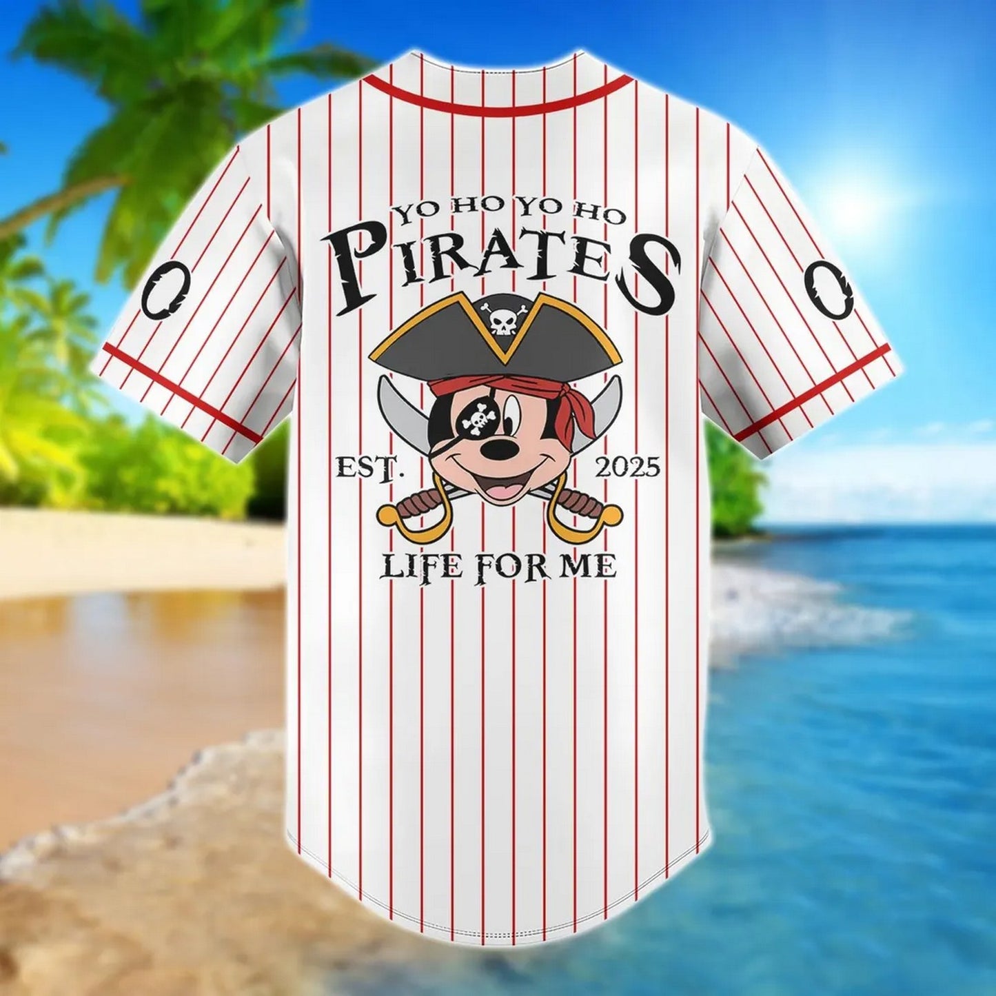 Custom Name Funny Mickey Captain Pirate Baseball Jersey