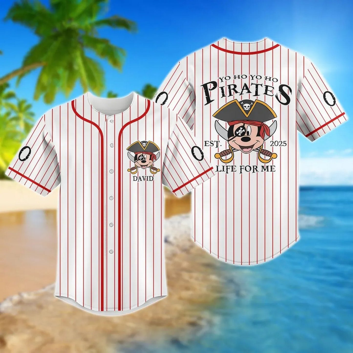 Custom Name Funny Mickey Captain Pirate Baseball Jersey