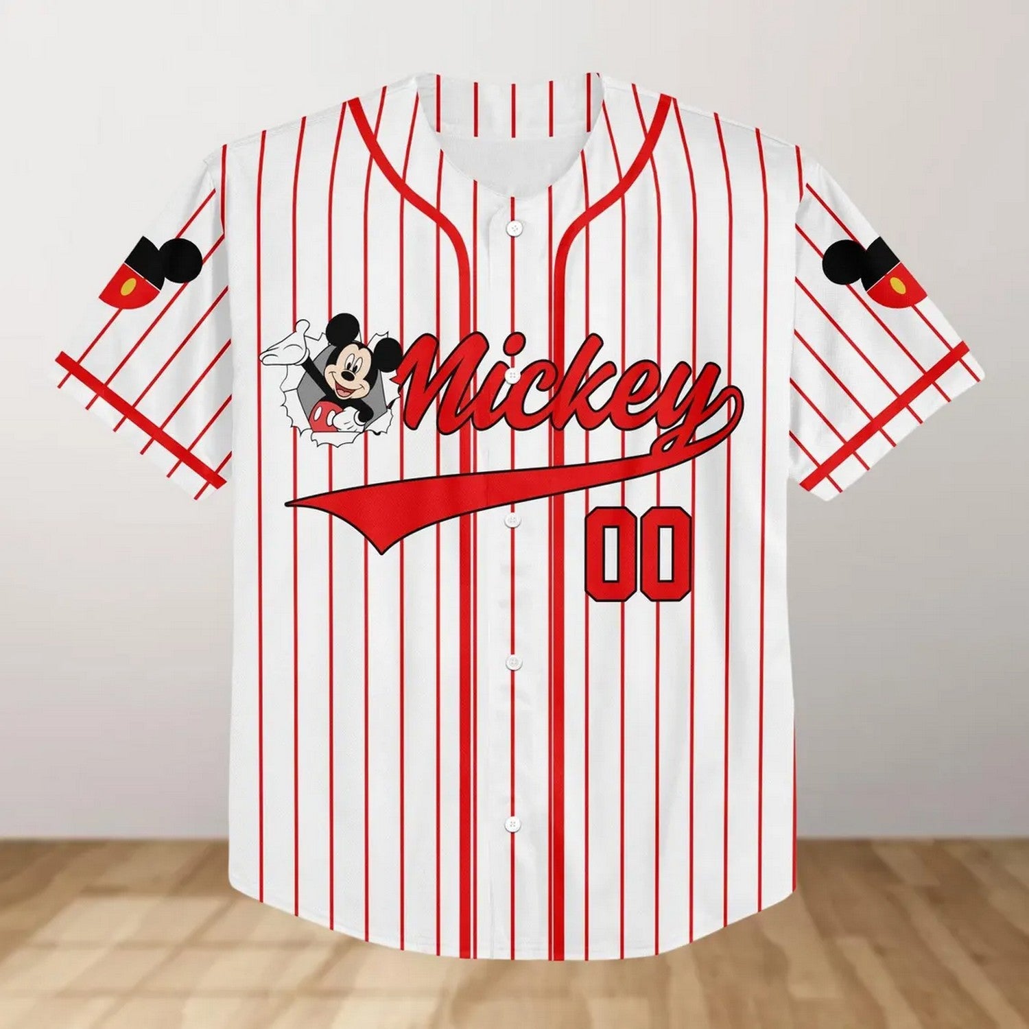 Custom Name Funny Mickey Mouse White Baseball Jersey