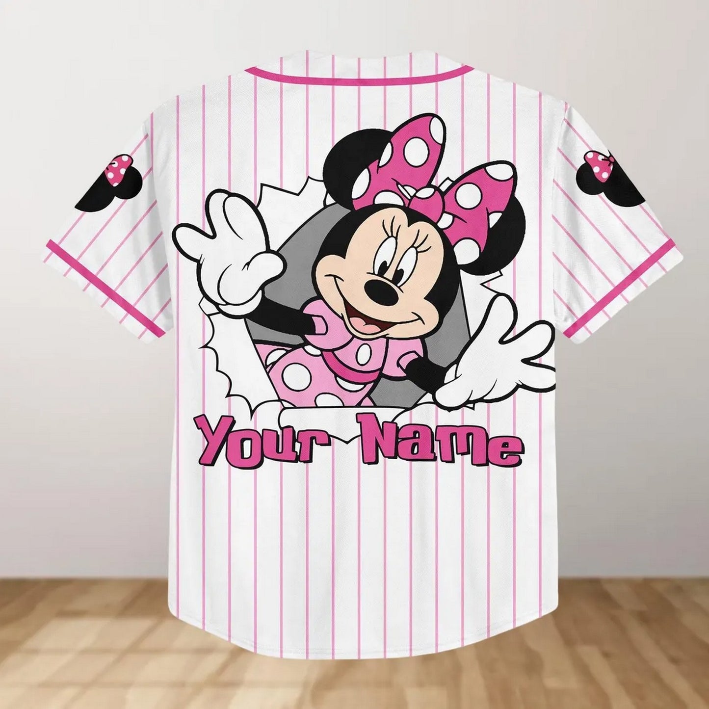 Custom Name Funny Minnie Mouse White Baseball Jersey