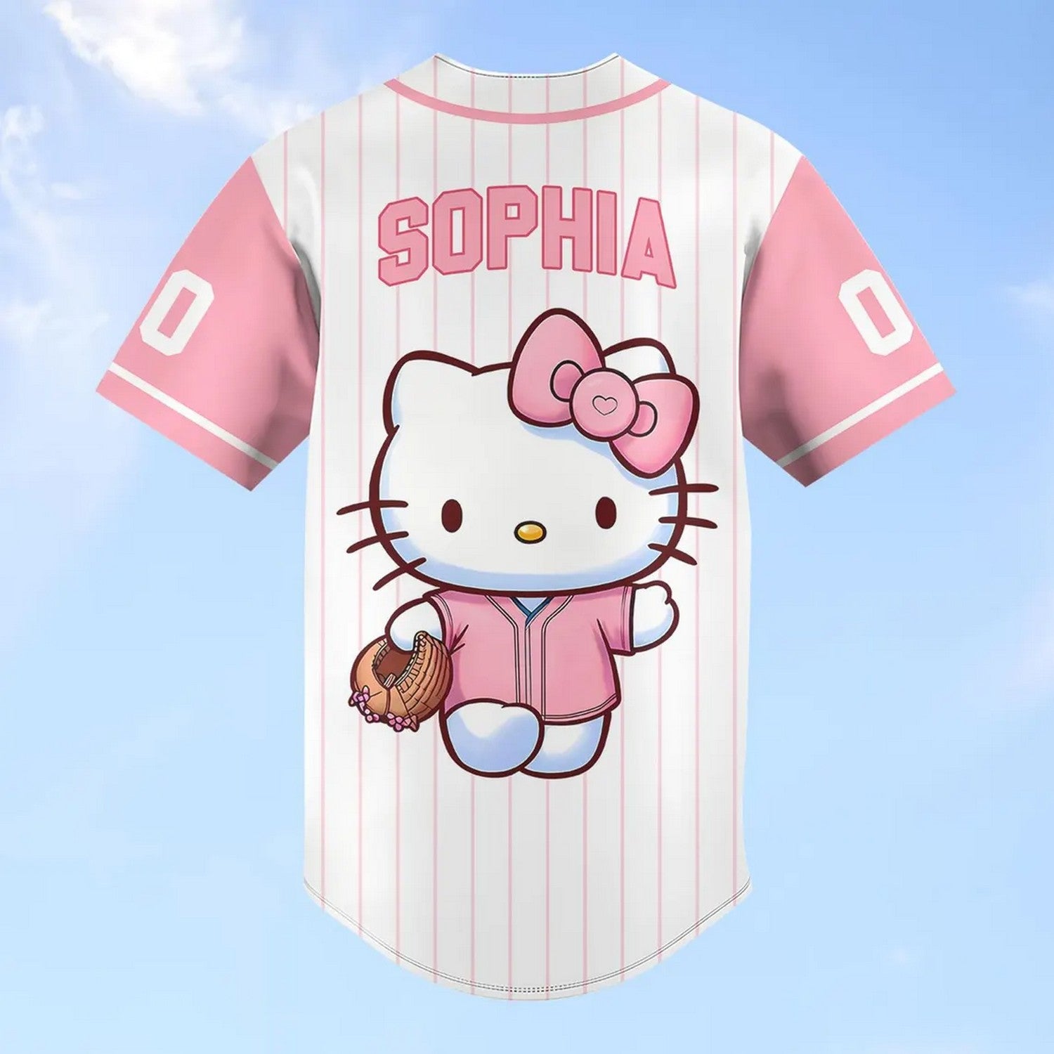 Custom Name Hello Kitty Cat Light Pink Baseball Jersey