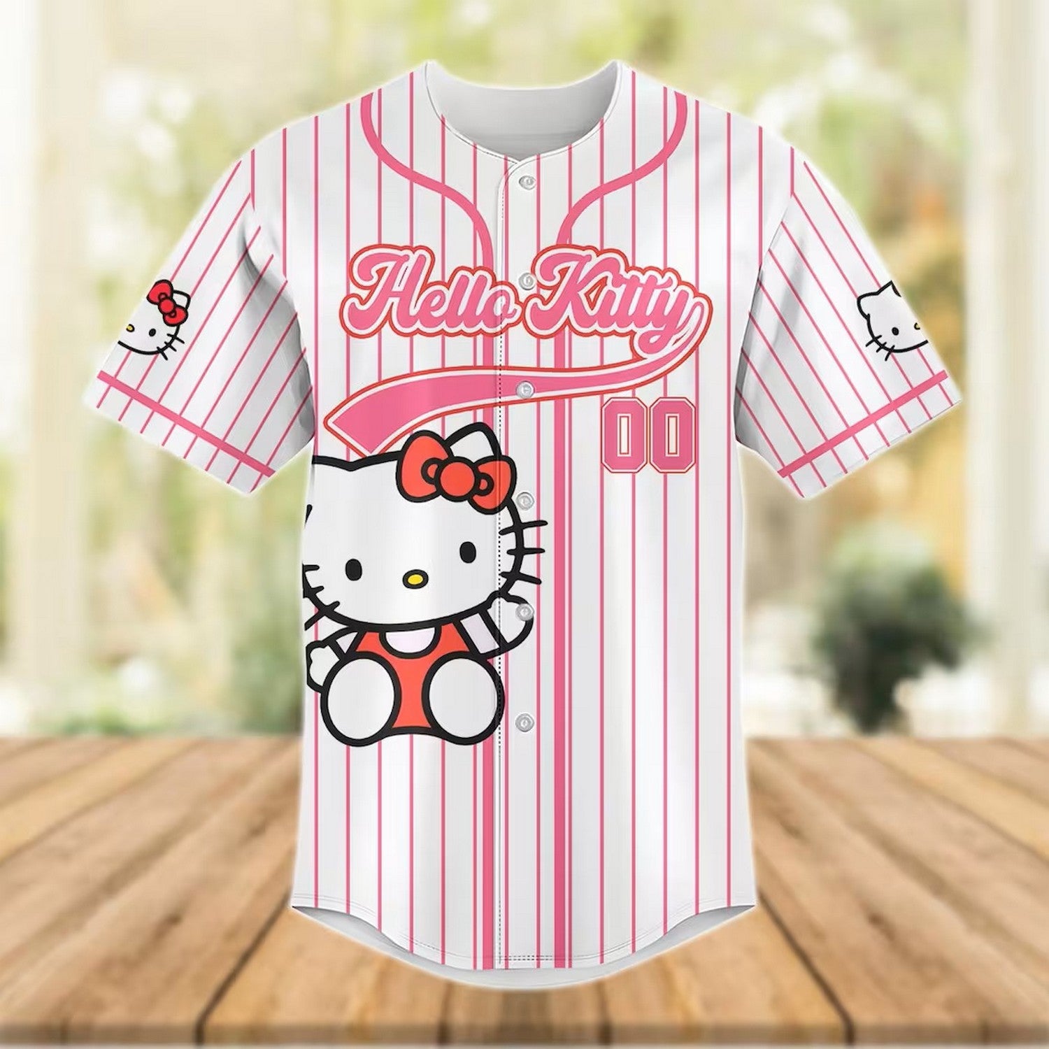Custom Name Hello Kitty Pink White Baseball Jersey