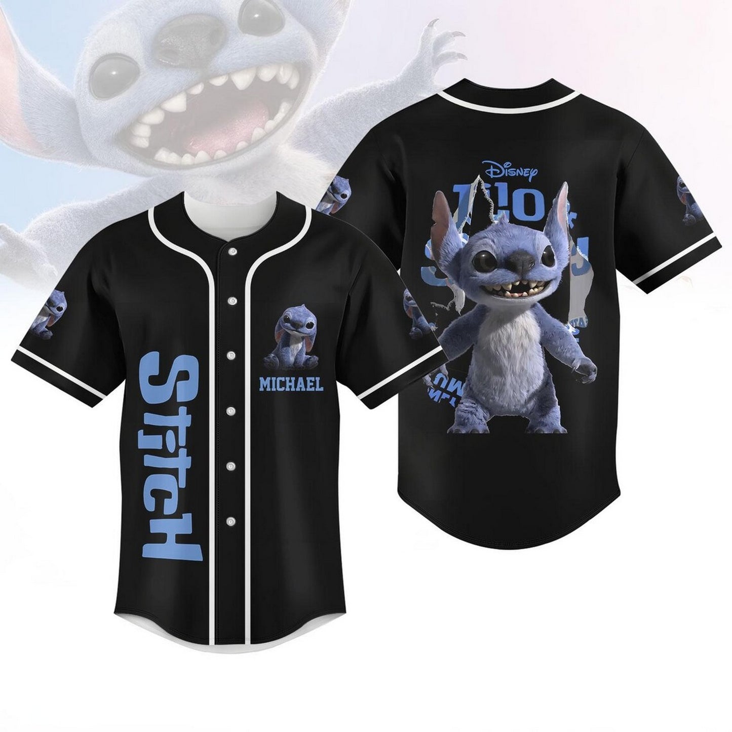 Custom Name Lilo And Stitch Live Movie 2025 Black Baseball Jersey
