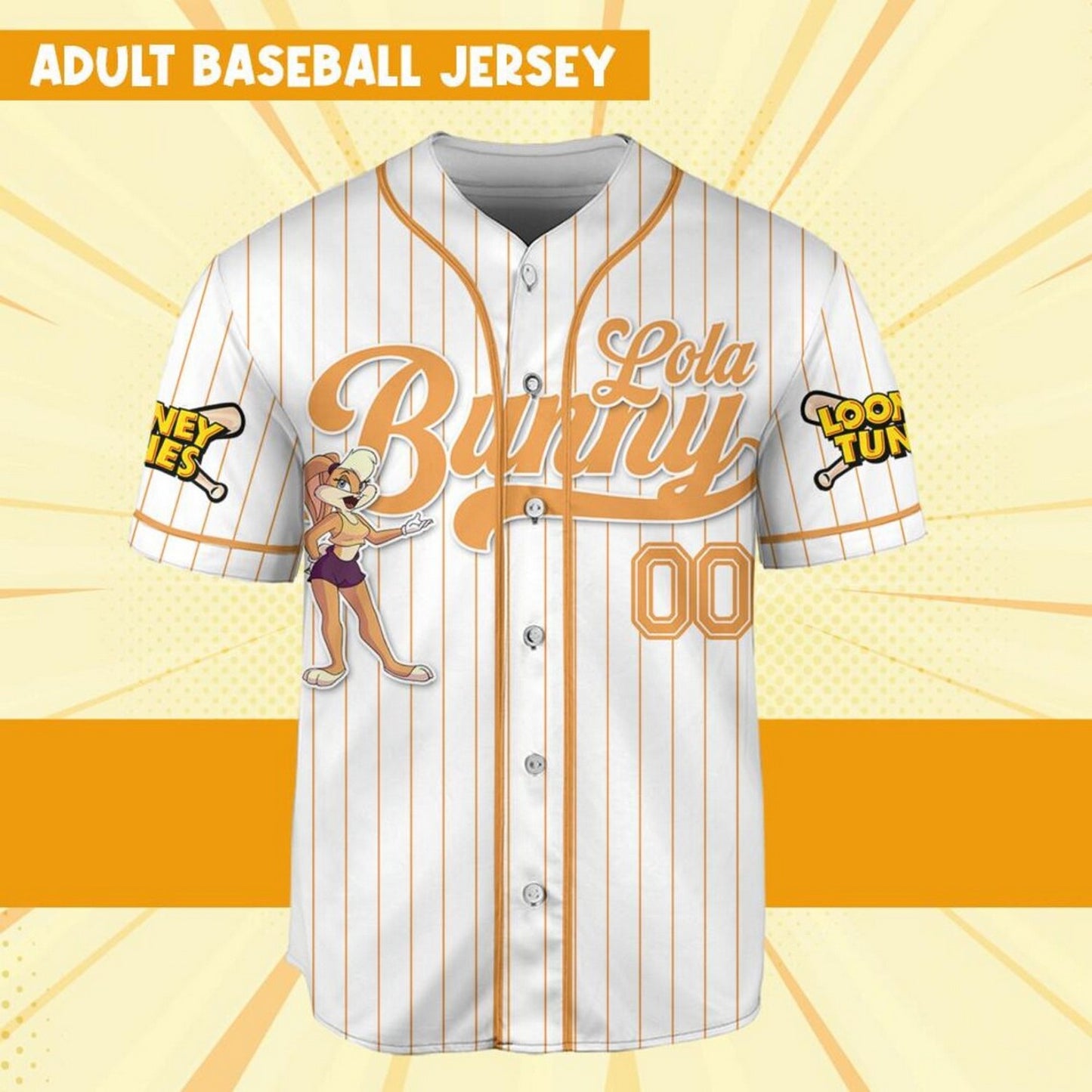 Custom Name Looney Tune Lola Bunny Simple Baseball Jersey