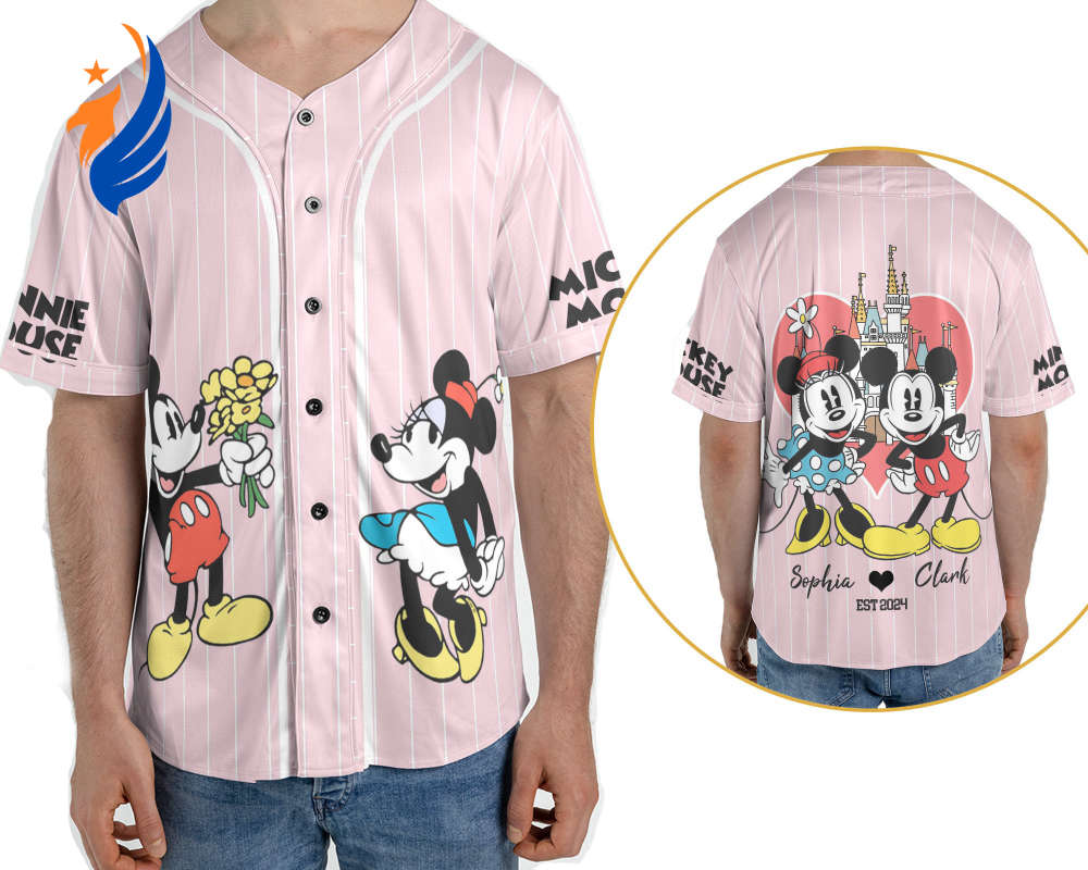 Personalized Mickey & Minnie Couple Baseball Jerseys - Disney Castle Outfits Perfect for Disneyland Trip & Anniversary Shop Now! - Bafud