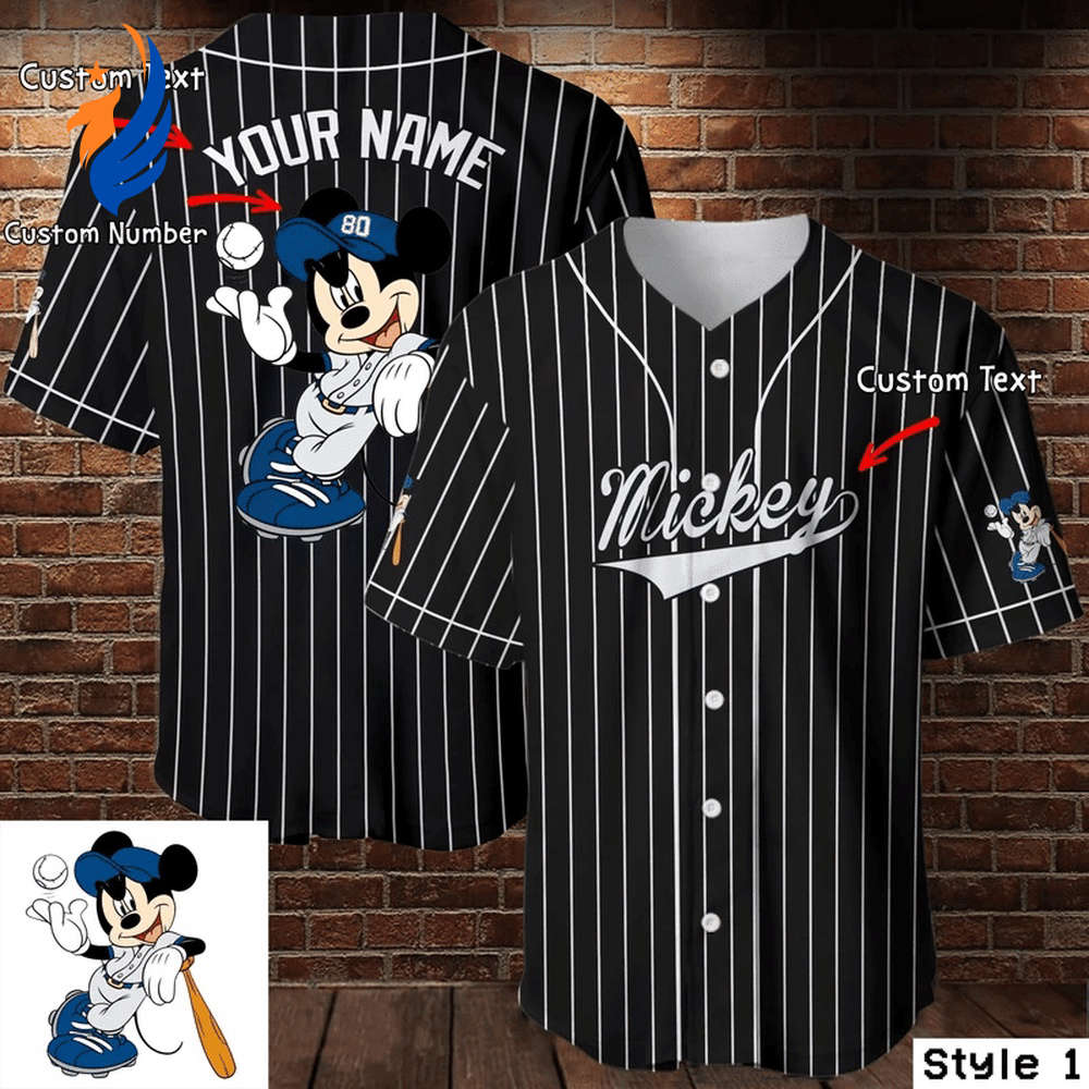 Personalized Mickey Mouse Disney Baseball Jersey - Perfect Black Gift for Baseball Lovers - Bafud