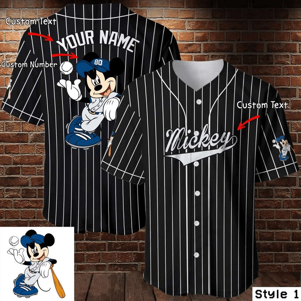 Personalized Mickey Mouse Disney Baseball Jersey - Perfect Black Gift for Baseball Lovers - Bafud