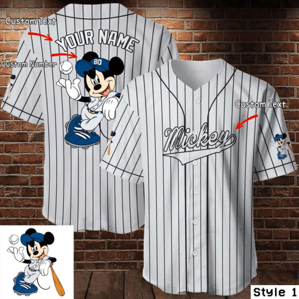 Personalized Mickey Mouse Disney Baseball Jersey – White Gift for Baseball Lovers - Bafud