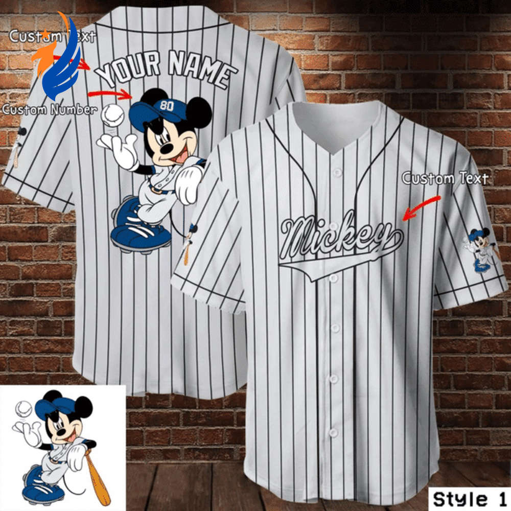 Personalized Mickey Mouse Disney Baseball Jersey – White Gift for Baseball Lovers - Bafud