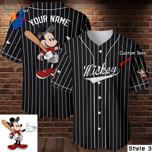 Personalized Mickey Mouse Disney Baseball Jersey: Black Lover s Gift - Bafud