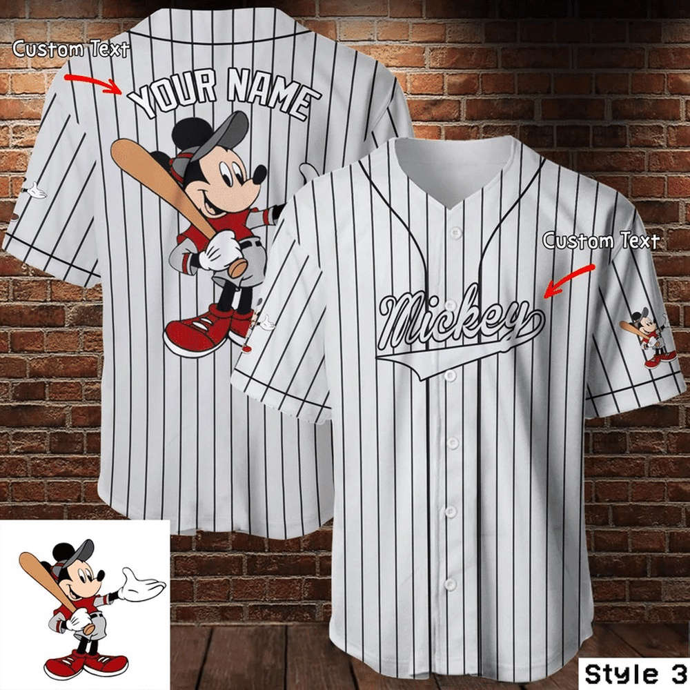 Personalized Mickey Mouse Disney White Baseball Jersey - Perfect Gift for Disney Lovers - Bafud