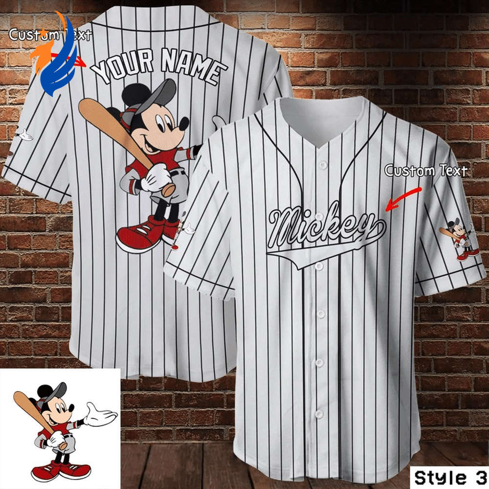 Personalized Mickey Mouse Disney White Baseball Jersey - Perfect Gift for Disney Lovers - Bafud