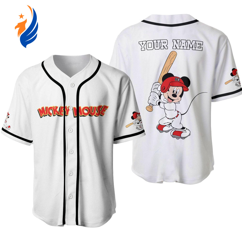Personalized Mickey Mouse Baseball Jersey: Perfect Gift for Disney and Mickey Fans - Bafud