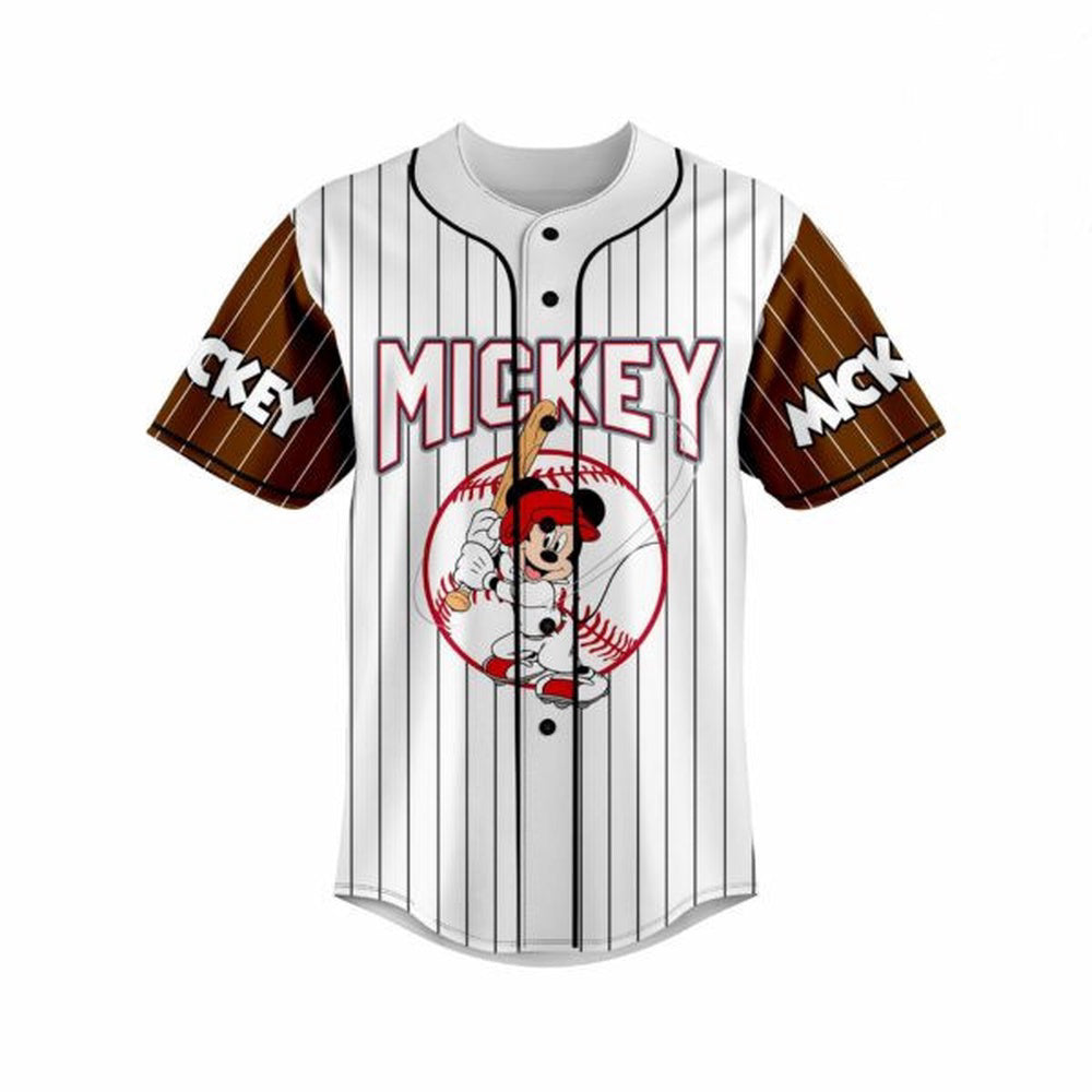 Personalized Disney Mickey Mouse Baseball Jersey Shirt Custom Name & Number Player Design - Bafud