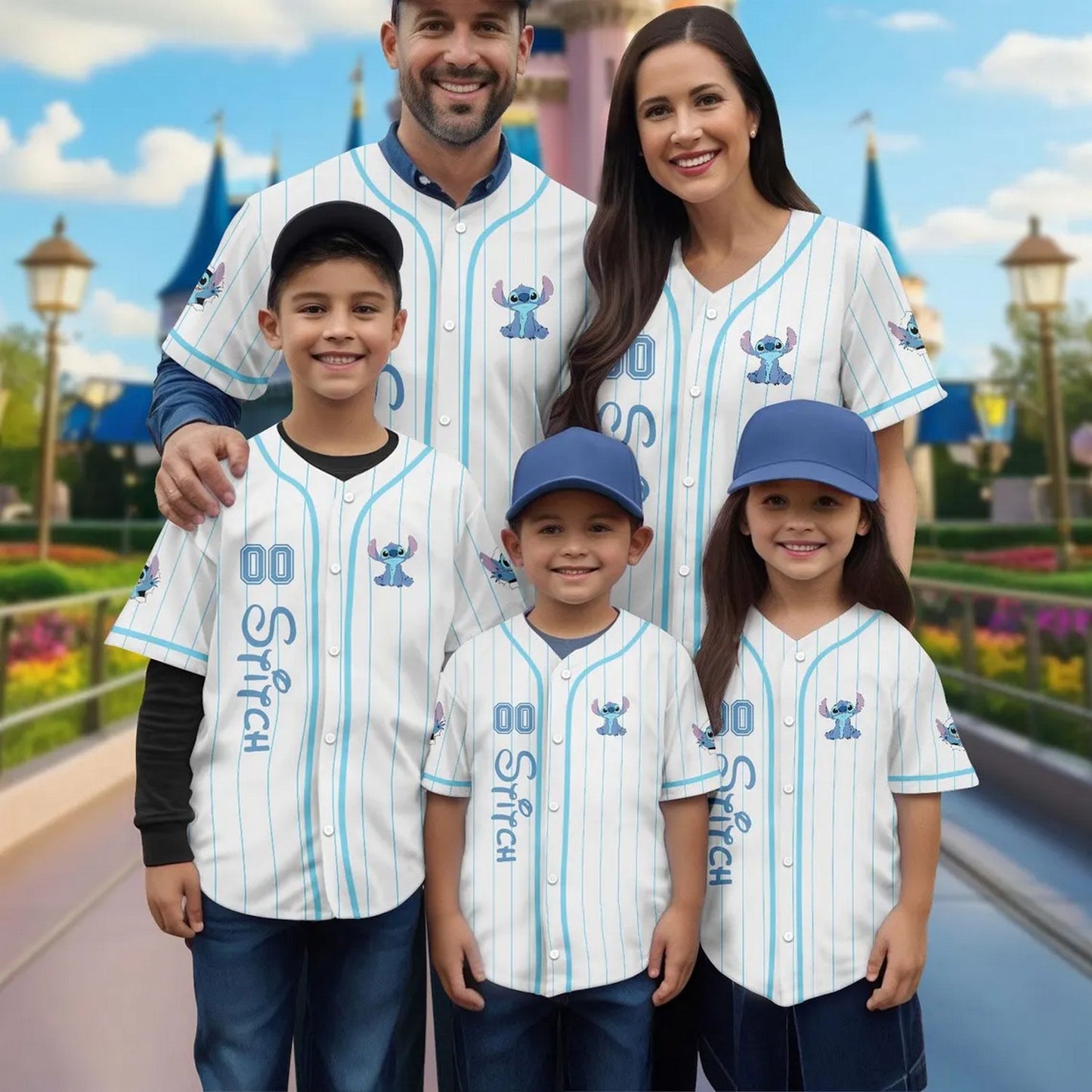 Custom Name Stitch Stripes White Baseball Jersey For Family