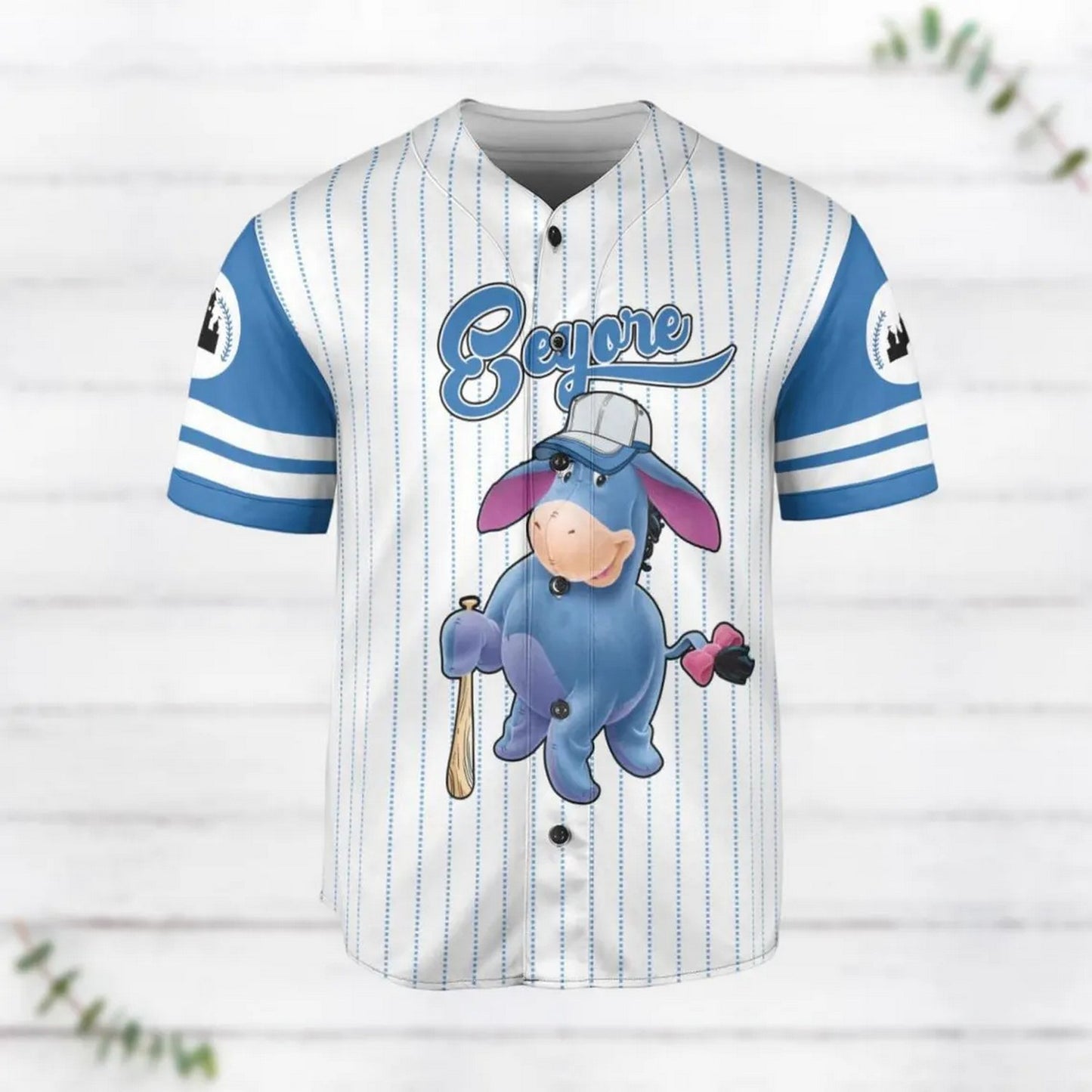 Custom Name Winnie The Pooh Funny Eeyore Striped Line Baseball Jersey