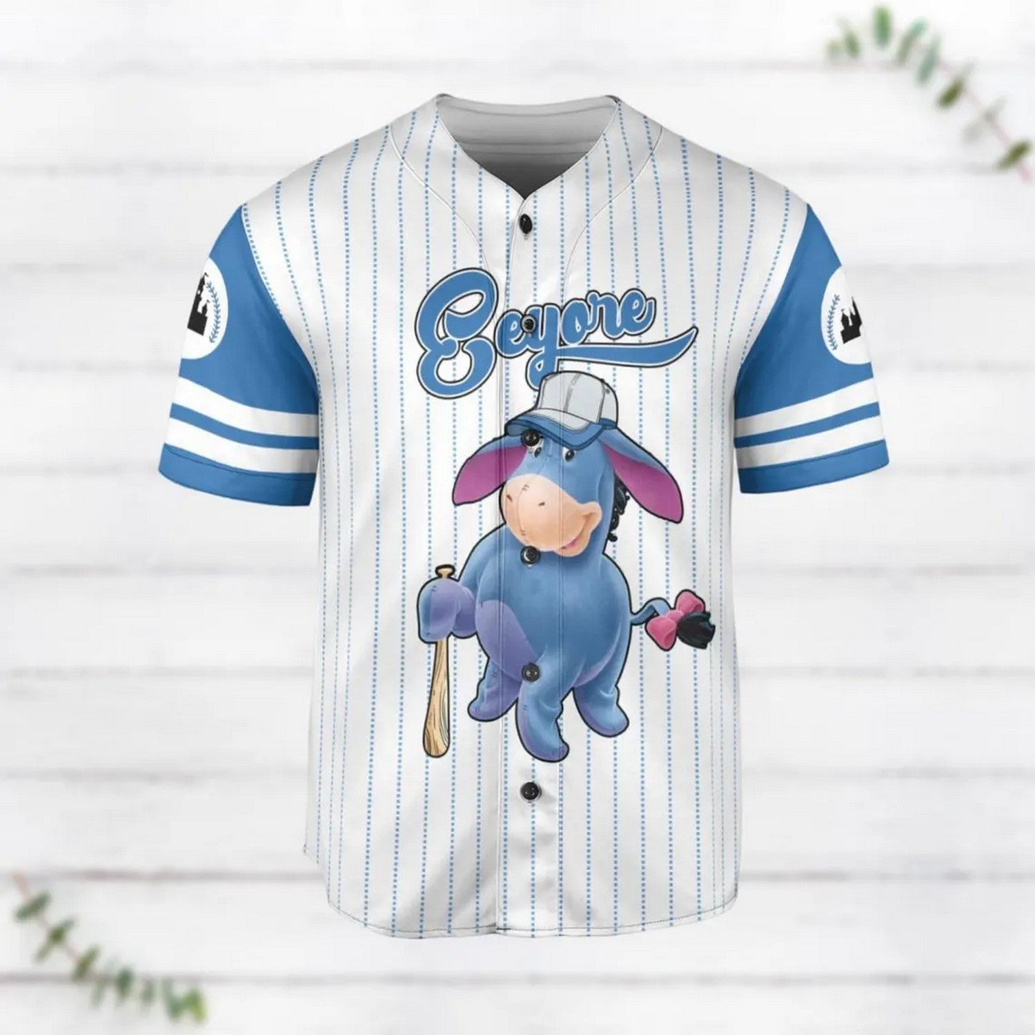 Custom Name Winnie The Pooh Funny Eeyore Striped Line Baseball Jersey