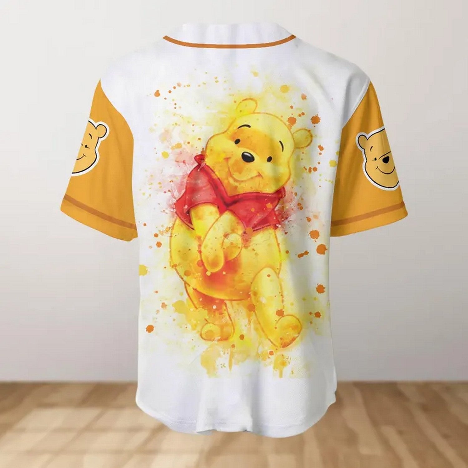 Custom Name Winnie The Pooh Watercolor Baseball Jersey