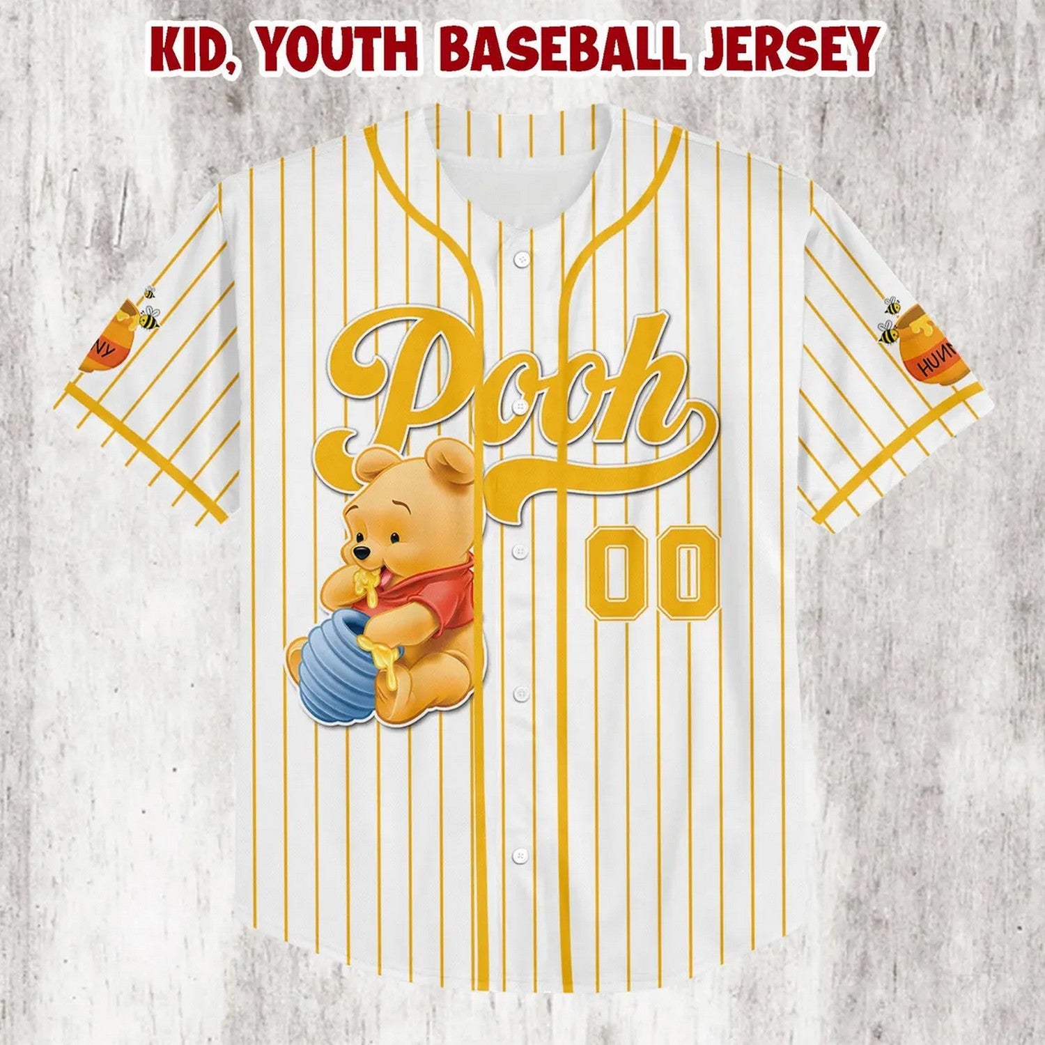 Custom Name Winnie The Pooh White Baseball Jersey