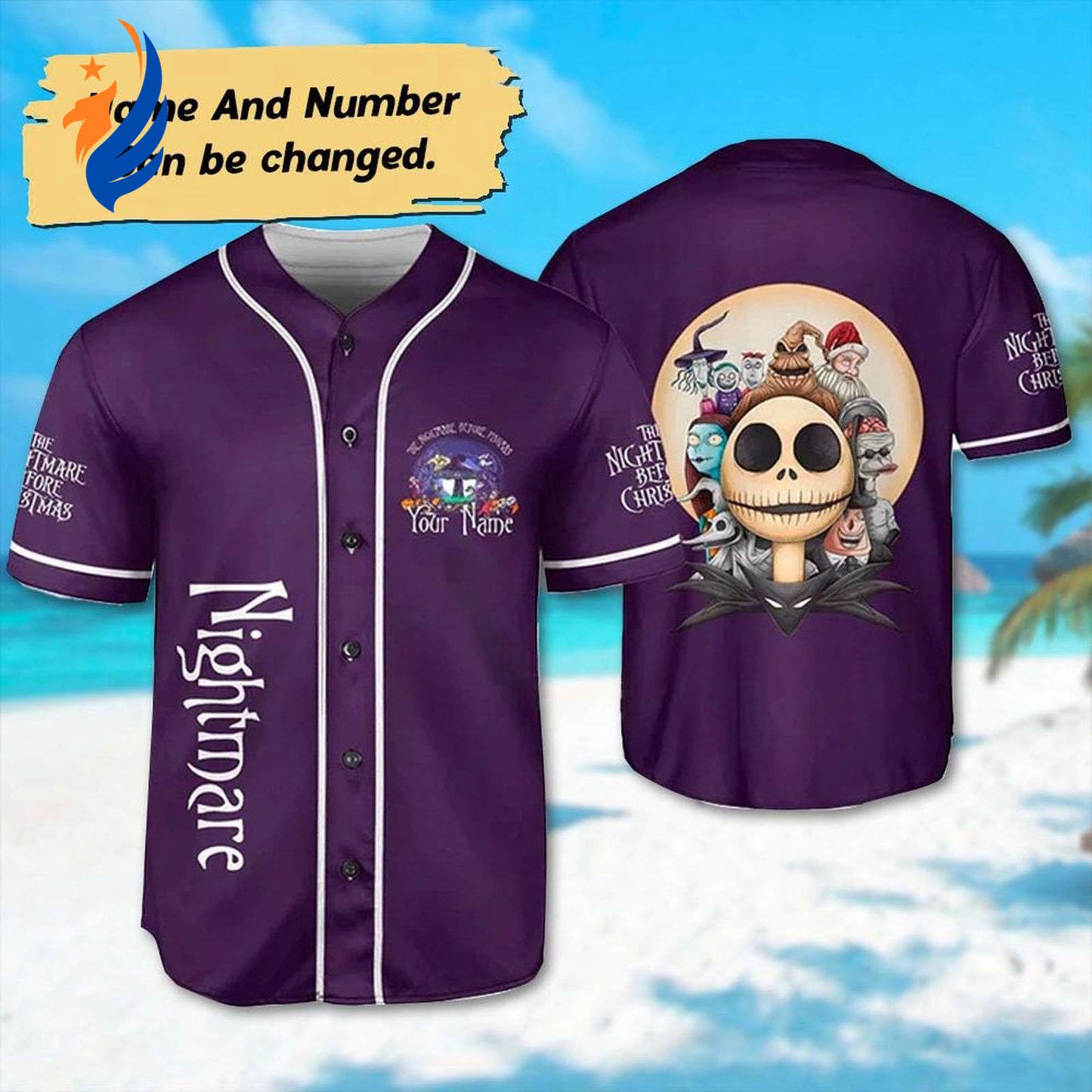 Nightmare Before Christmas Purple Baseball Jersey - Jack Skellington Halloween Shirt - Bafud