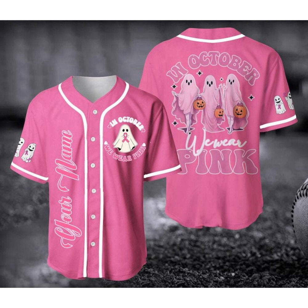 Custom Pink Baseball Jersey: Cancer Support Shirt for Halloween & Christmas - Aopprinter