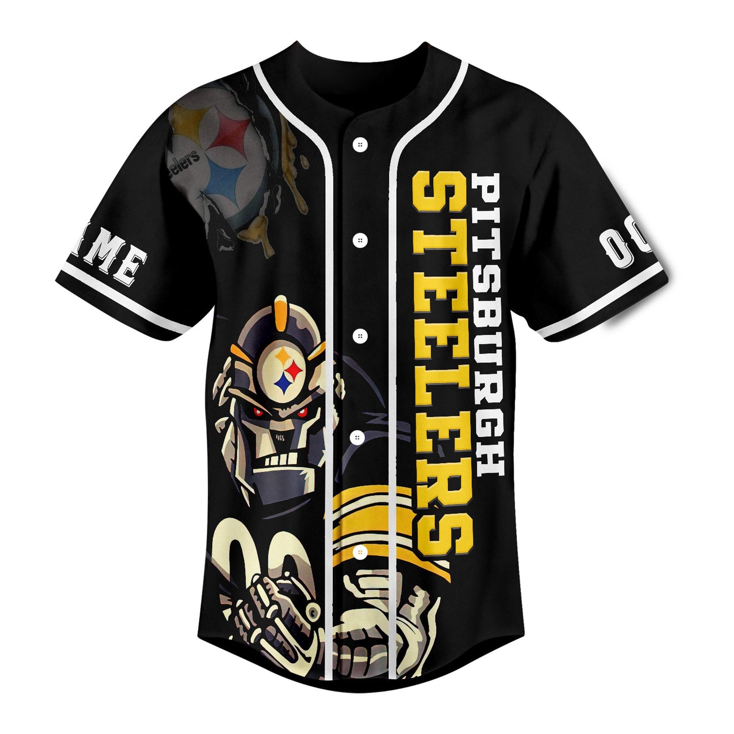 Custom Pittsburgh Steelers Here We Go Black Sport Baseball Jersey