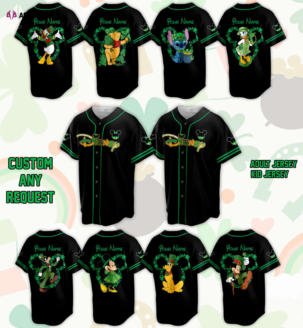 Custom Saint Patrick Day Disneyland Baseball Jersey Personalized Mickey St Patrick Family Vacation Trip Jersey Jersey For Baseball Lovers - Aopprinter