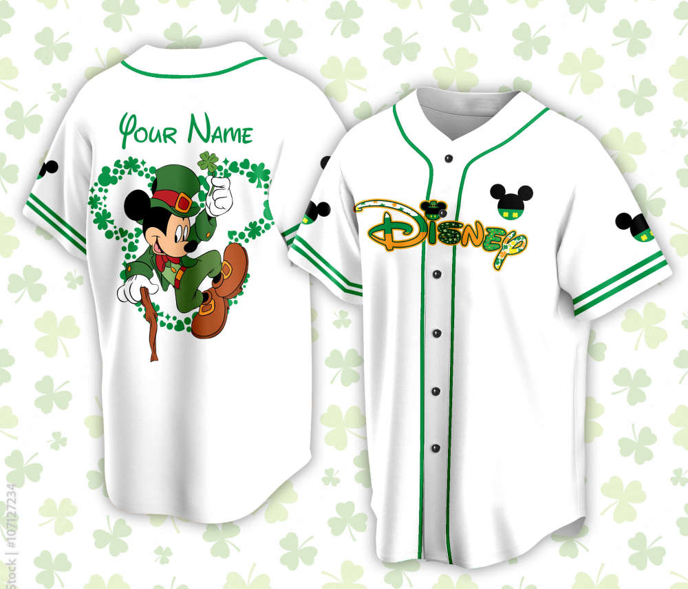 Custom Saint Patrick Day Disneyyland Baseball Jersey Personalized Pooh Bear St Patrick Family Vacation Trip Jersey For Baseball Lover - Aopprinter