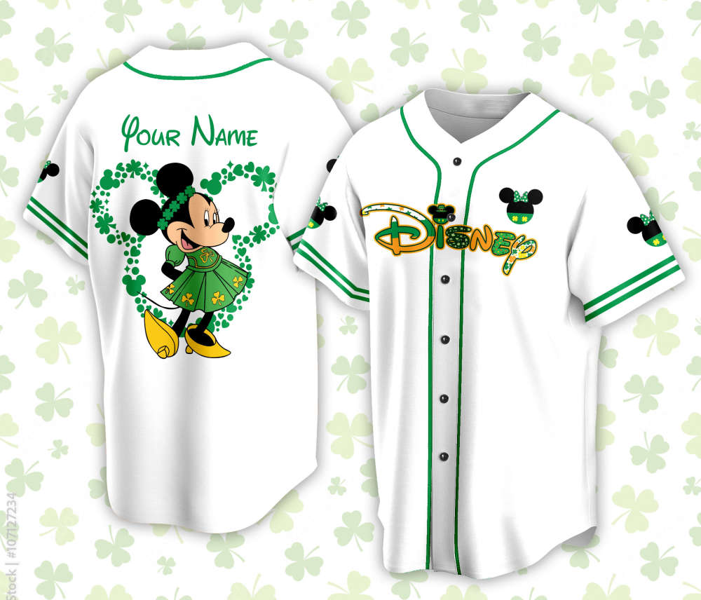 Custom Saint Patrick Day Disneyyland Baseball Jersey Personalized Pooh Bear St Patrick Family Vacation Trip Jersey For Baseball Lover - Aopprinter