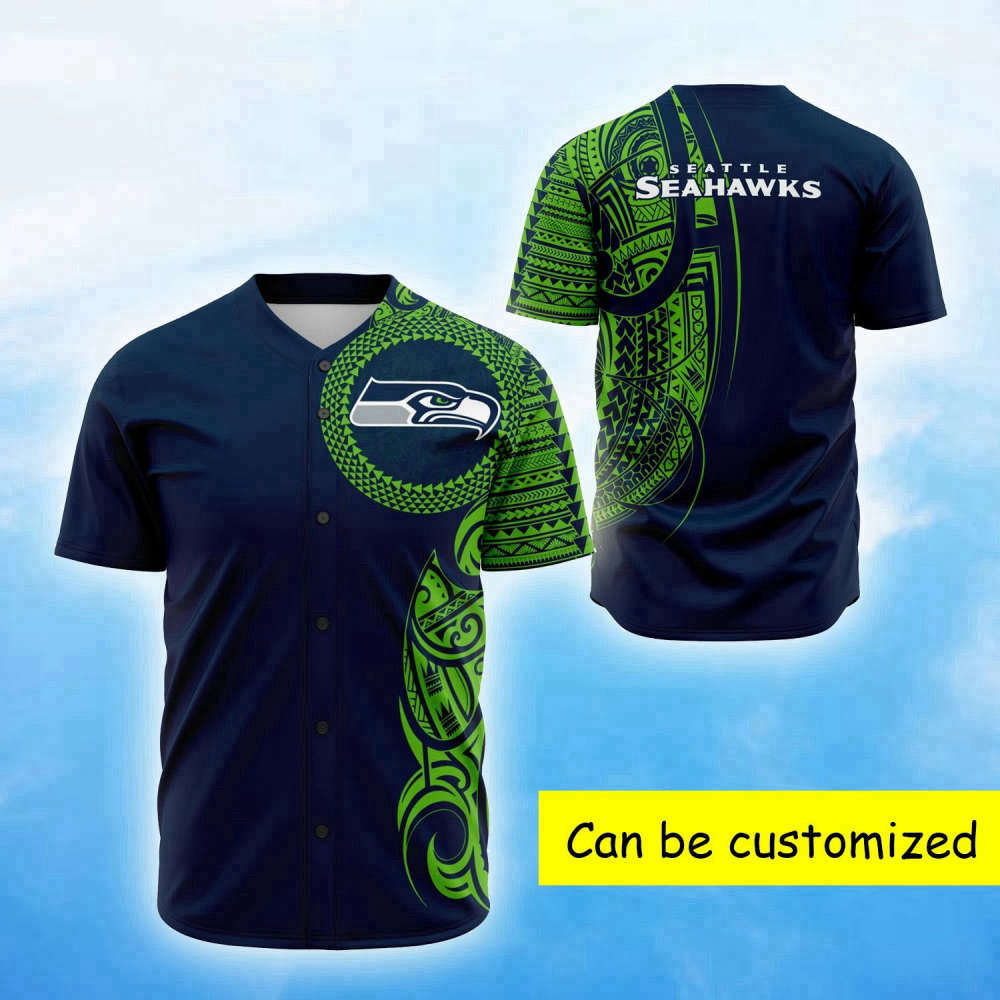 Custom Seahawks Polynesian Baseball Jersey - Personalized Design - Aopprinter