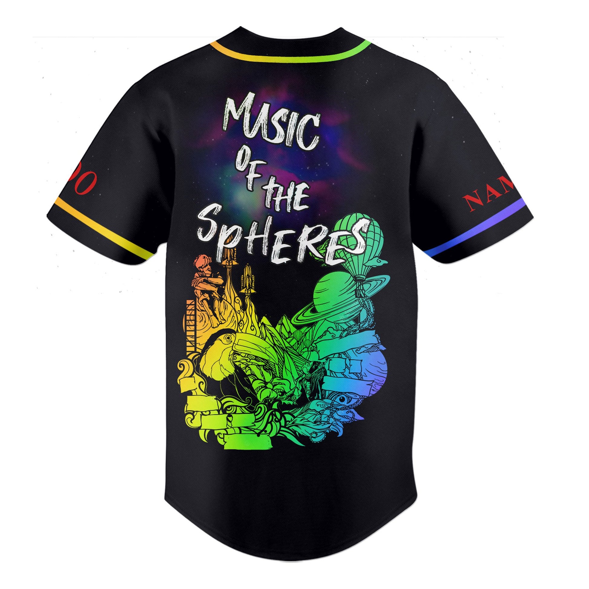 Customized Colorful Coldplay Rock Band Music Black Baseball Jersey
