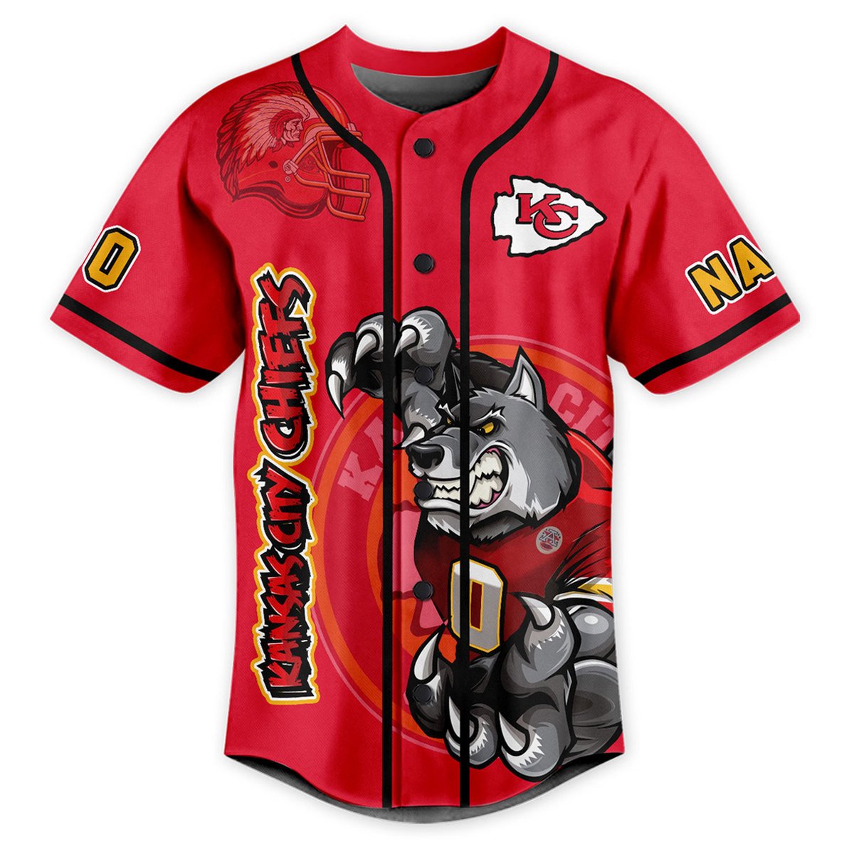 Customized Kansas City Chiefs NFL Sport Red Baseball Jersey