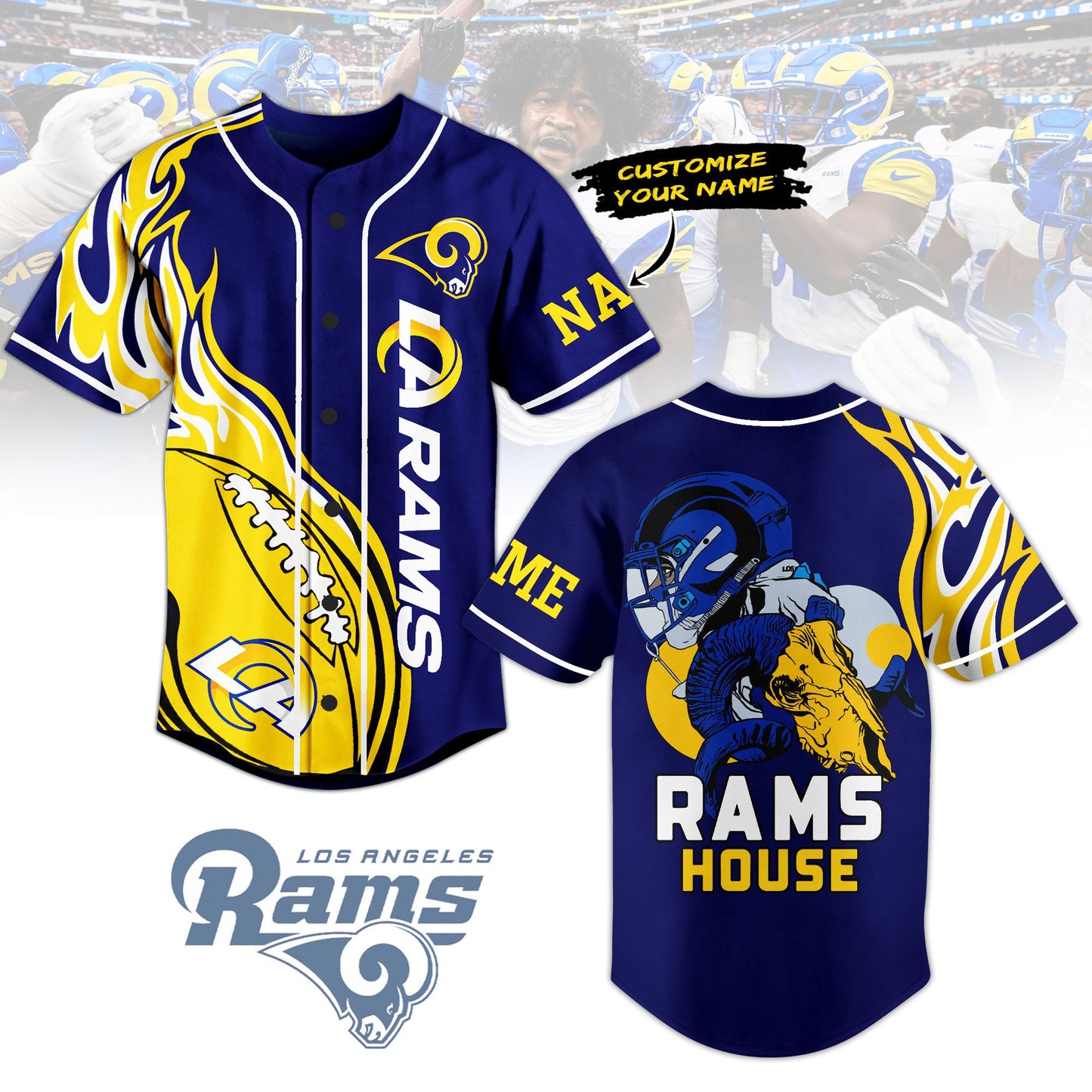 Customized Rams House Los Angeles Rams Baseball Jersey
