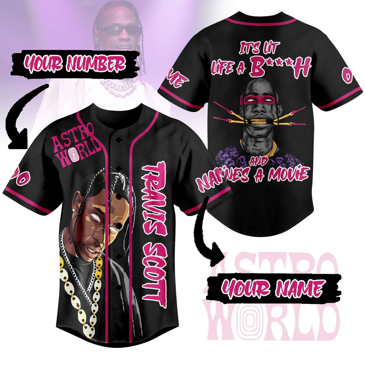 Customized Stylish Travis Scott Music Baseball Jersey