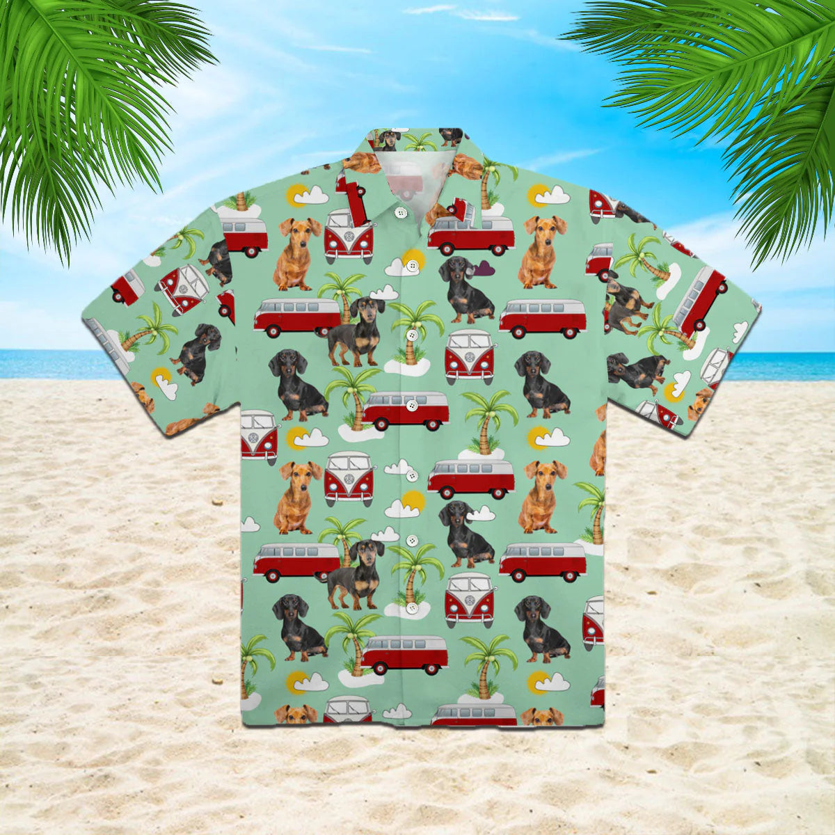Dachshund Hippie Car Trendy Hawaiian Shirt Aloha Shirt