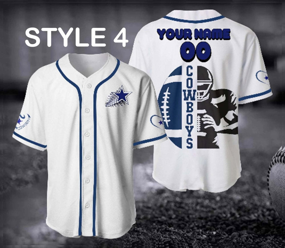 Dallas Cowboy Baseball Shirt, Custom Name And Number Baseball Jerseys - Aopprinter
